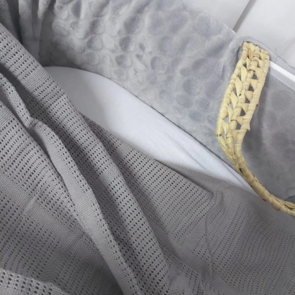 Clair de Lune Soft Cotton Cellular Pram Blanket Grey