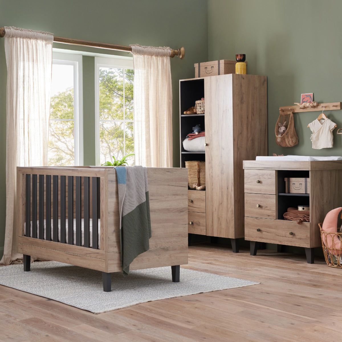 Tutti Bambini Como 3 Piece Room Set - Distressed Oak & Slate Grey 