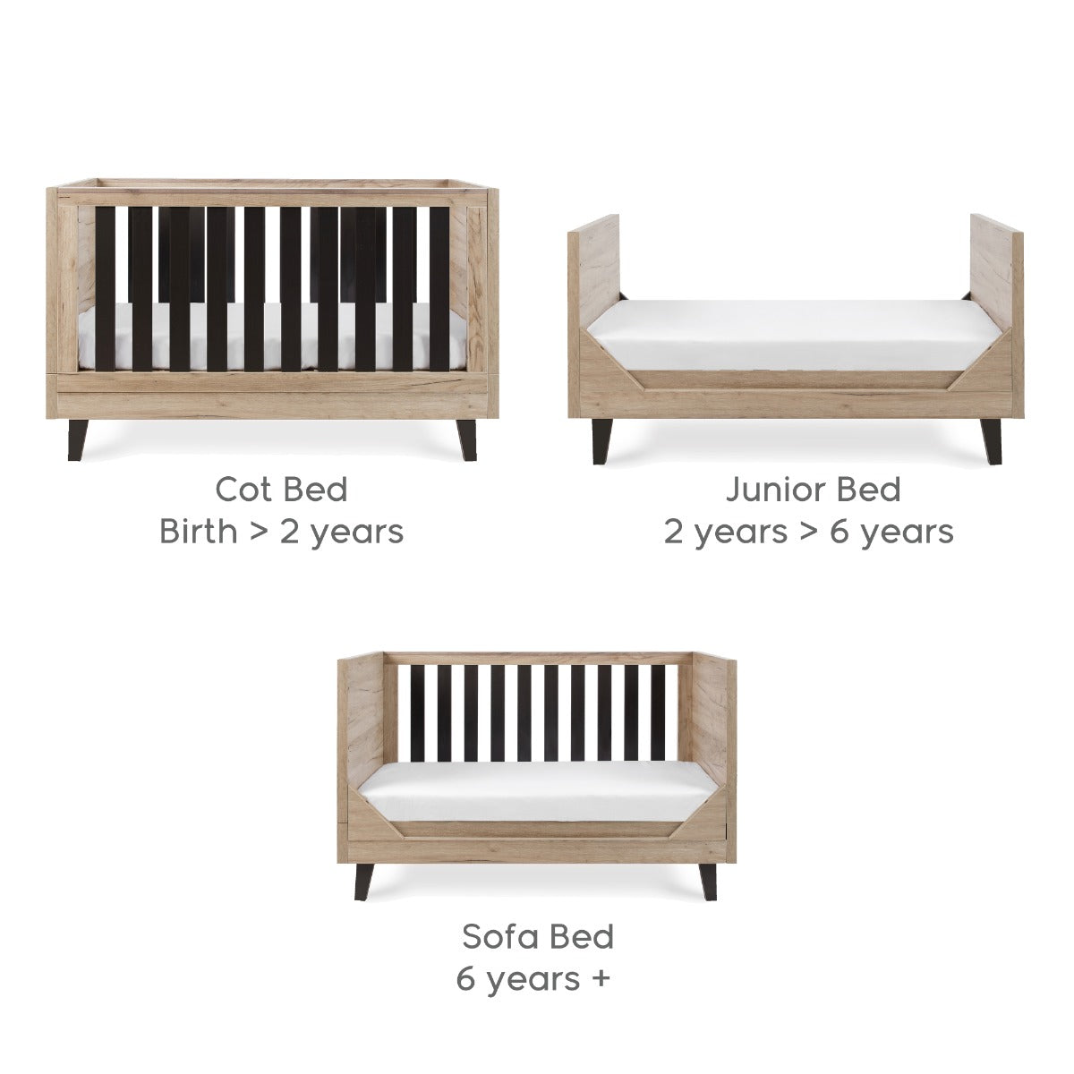 Tutti Bambini Como 3 Piece Room Set - Distressed Oak & Slate Grey