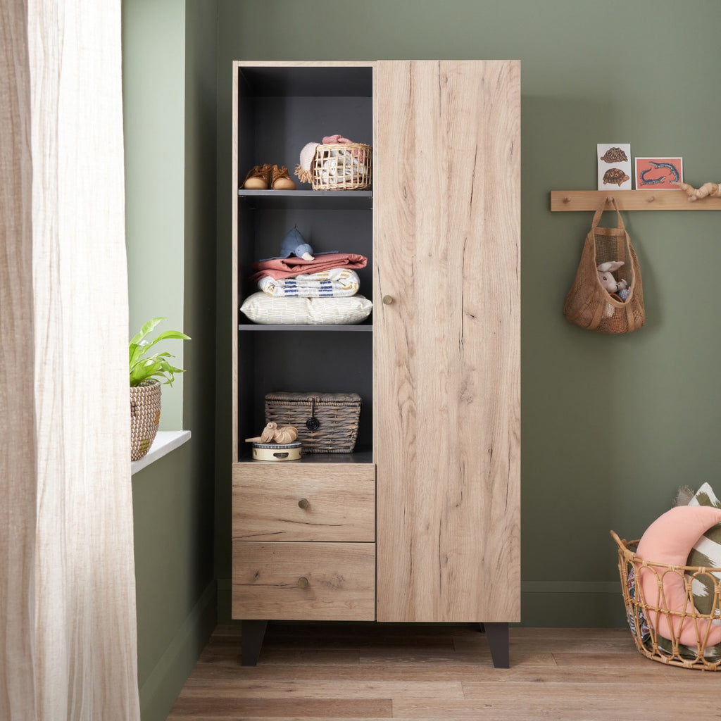 Tutti Bambini Como Wardrobe -Distressed Oak & Slate Grey