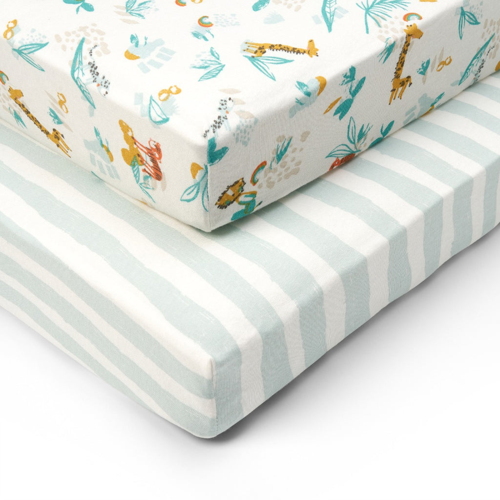 Tutti Bambini Cot Fitted Sheets 2pk - Run Wild