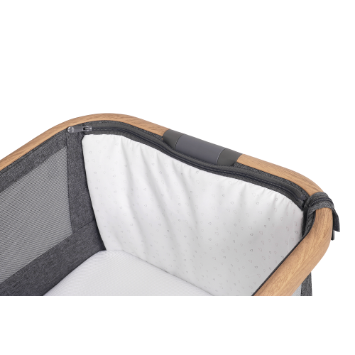 Tutti Bambini CoZee Air Bedside Crib - Oak and Charcoal