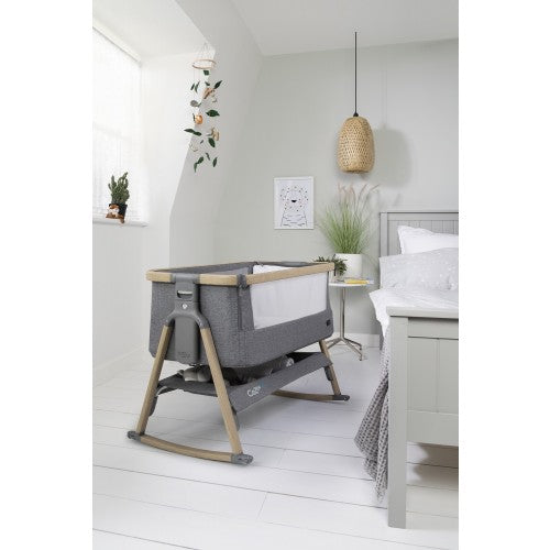 Tutti Bambini CoZee Air Bedside Crib - Oak and Charcoal