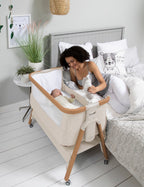 Tutti Bambini Cozee Air Bedside Crib - Scandinavian Walnut & Ecru