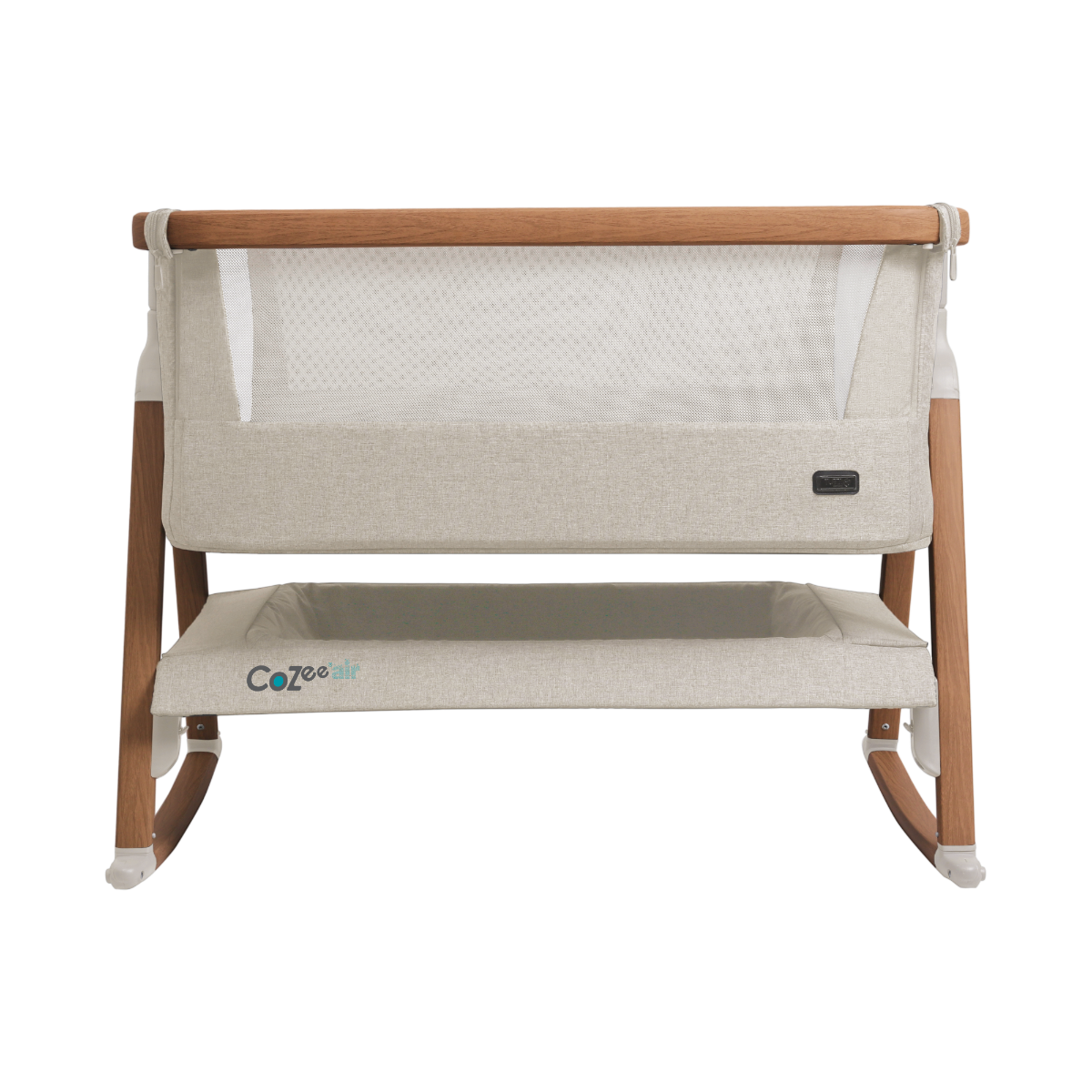 Tutti Bambini Cozee Air Bedside Crib - Scandinavian Walnut & Ecru