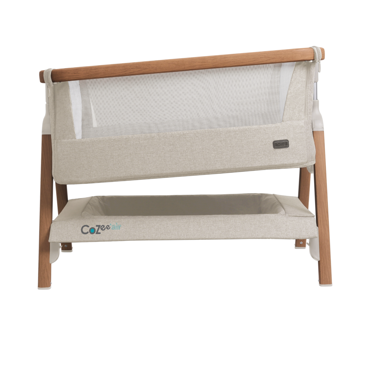 Tutti Bambini Cozee Air Bedside Crib - Scandinavian Walnut & Ecru