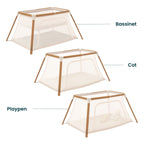 Tutti Bambini CoZee Go 3-in-1 Bassinet, Travel Cot & Playpen - Scandinavian Walnut & Ecru