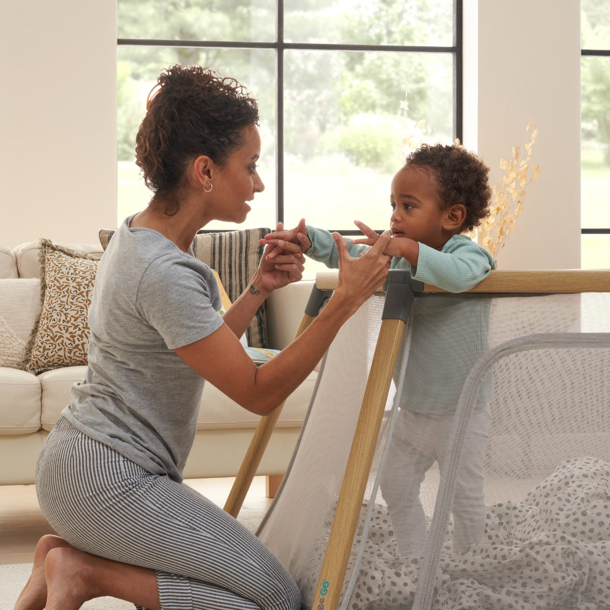 Tutti Bambini CoZee Go 3-in-1 Bassinet, Travel Cot & Playpen - Oak & Charcoal