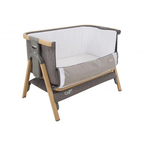 tutti bambini coZee bedside crib oak and charcoal - lilycuddles