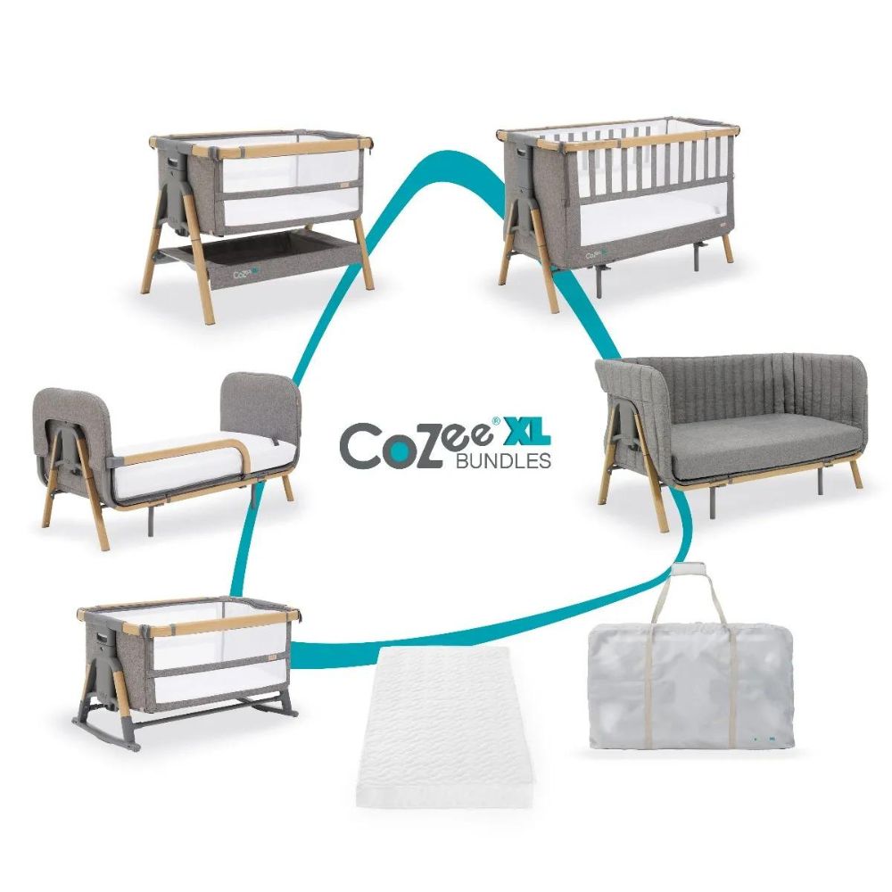 Tutti Bambini Cozee XL Complete Birth to 4+ Years Package - Oak & Charcoal