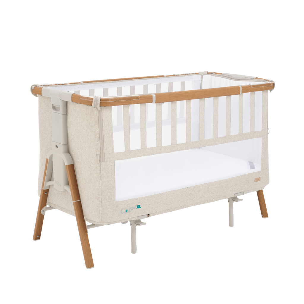 Tutti Bambini Cozee XL Bedside Crib & Cot - Scandinavian Walnut & Natural Ecru