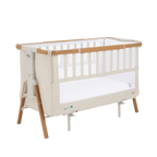 Tutti Bambini Cozee XL Bedside Crib & Cot - Scandinavian Walnut & Natural Ecru