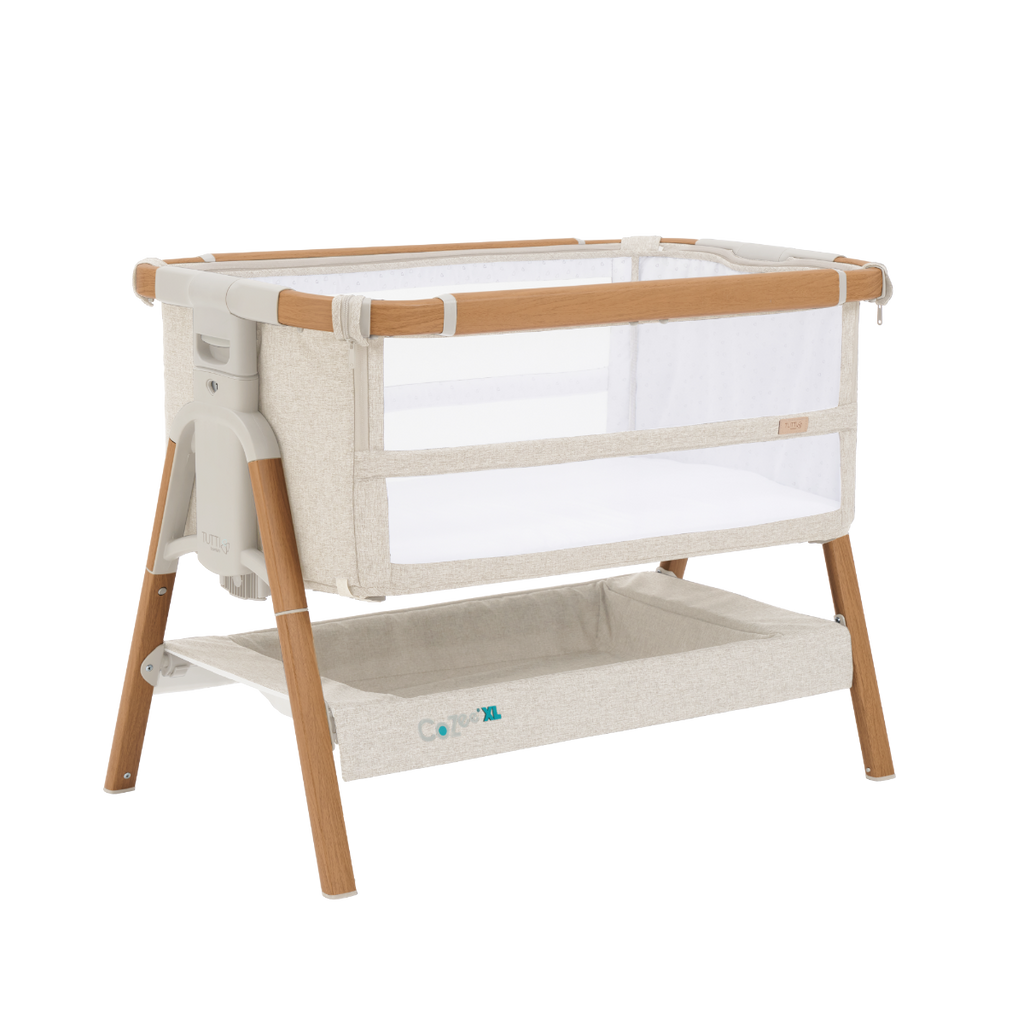 Tutti Bambini Cozee XL Bedside Crib & Cot - Scandinavian Walnut & Natural Ecru