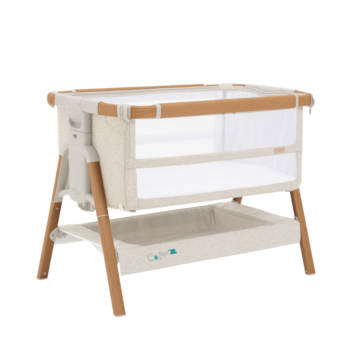 Tutti Bambini Cozee XL Bedside Crib & Cot - Scandinavian Walnut & Natural Ecru