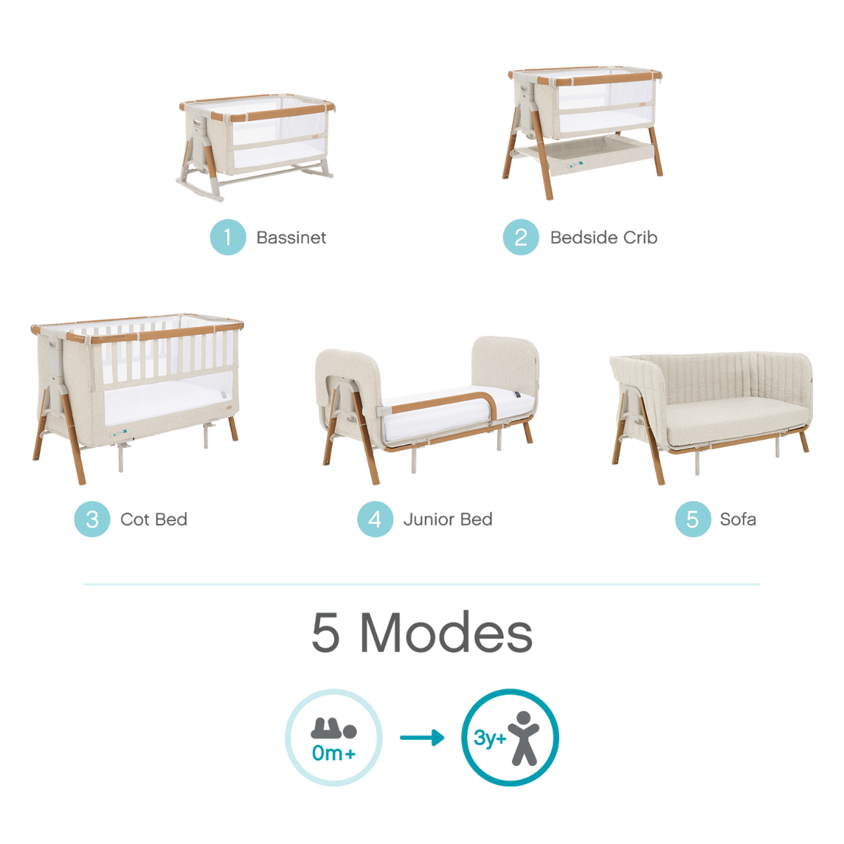 Tutti Bambini CoZee XL - Birth to 4+ Yrs Package - Scandinavian Walnut