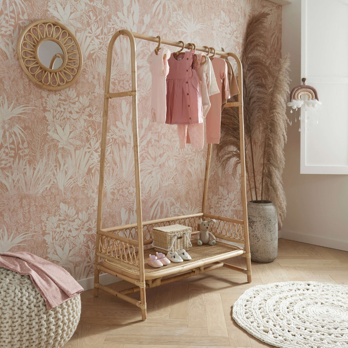 CuddleCo Aria 2 Piece Set With Crib & Clothes Rail - Rattan