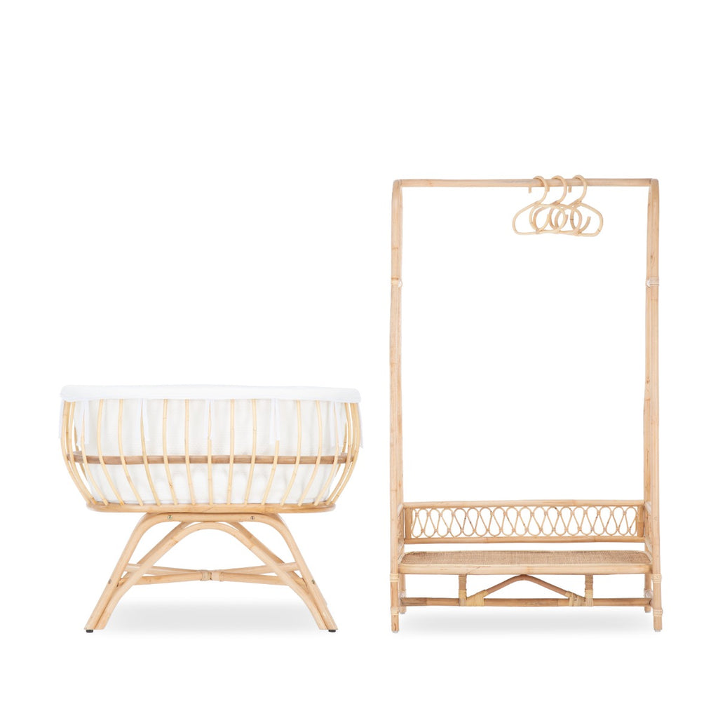 CuddleCo Aria 2 Piece Set With Crib & Clothes Rail - Rattan