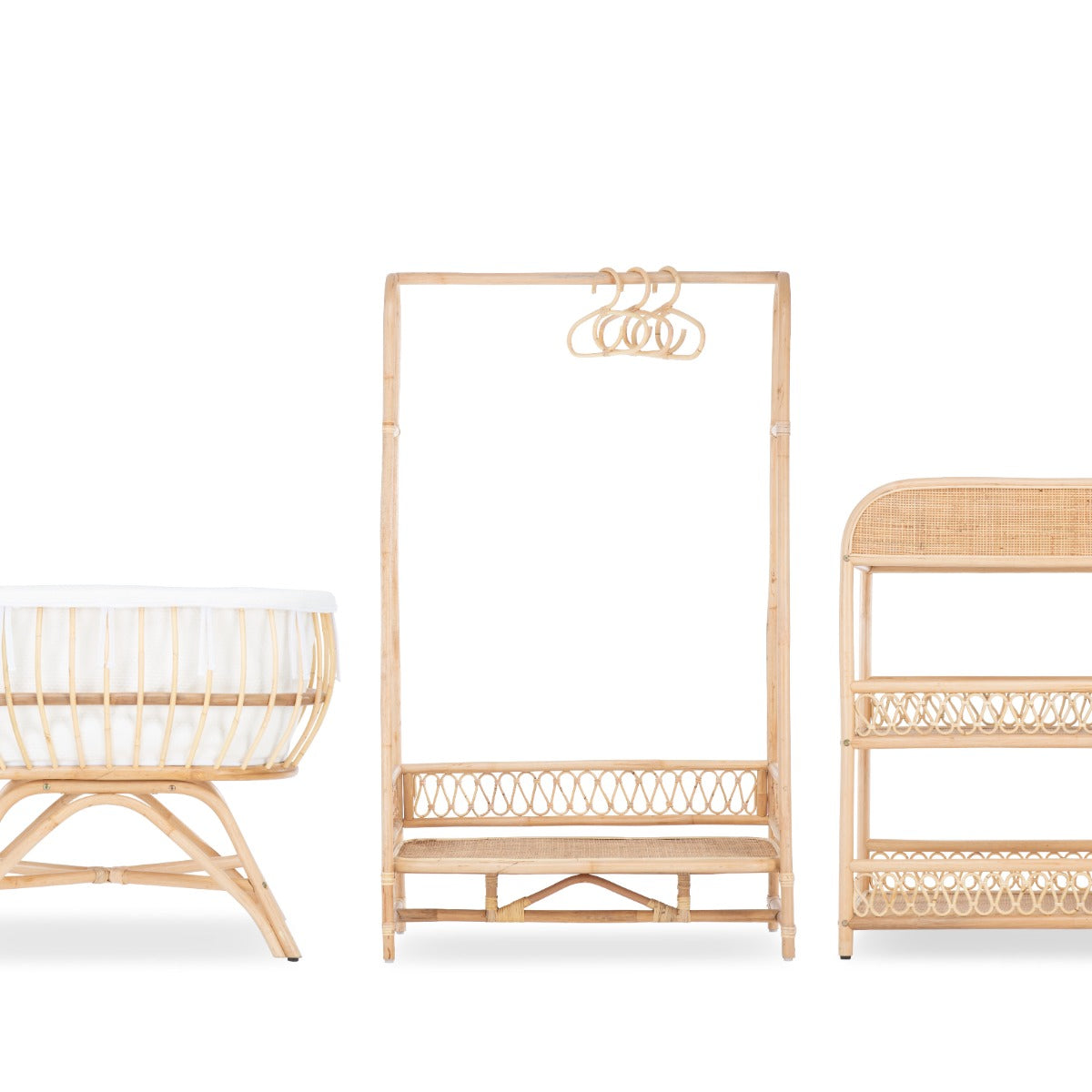 CuddleCo Aria 3 Piece Set With Crib, Changer & Clothes Rail - Rattan