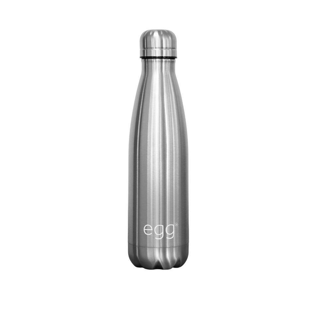 egg water bottle brushed steel