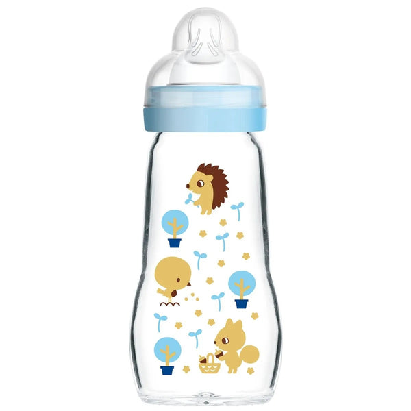 MAM Feel Good Glass Bottle Blue 260ml 2+months