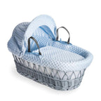 Clair De Lune Dimple Grey Wicker Moses Basket With Rocking Stand