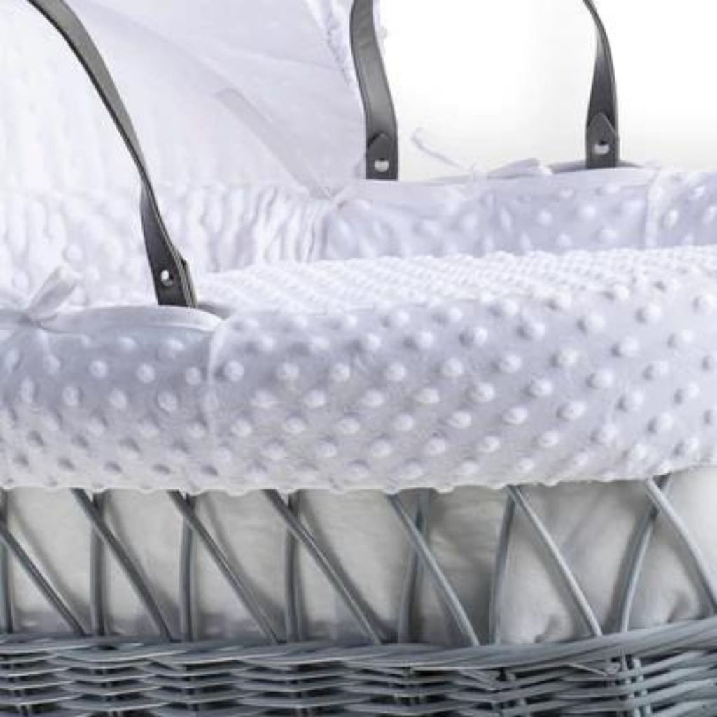 Clair De Lune Dimple Grey Wicker Moses Basket With Rocking Stand
