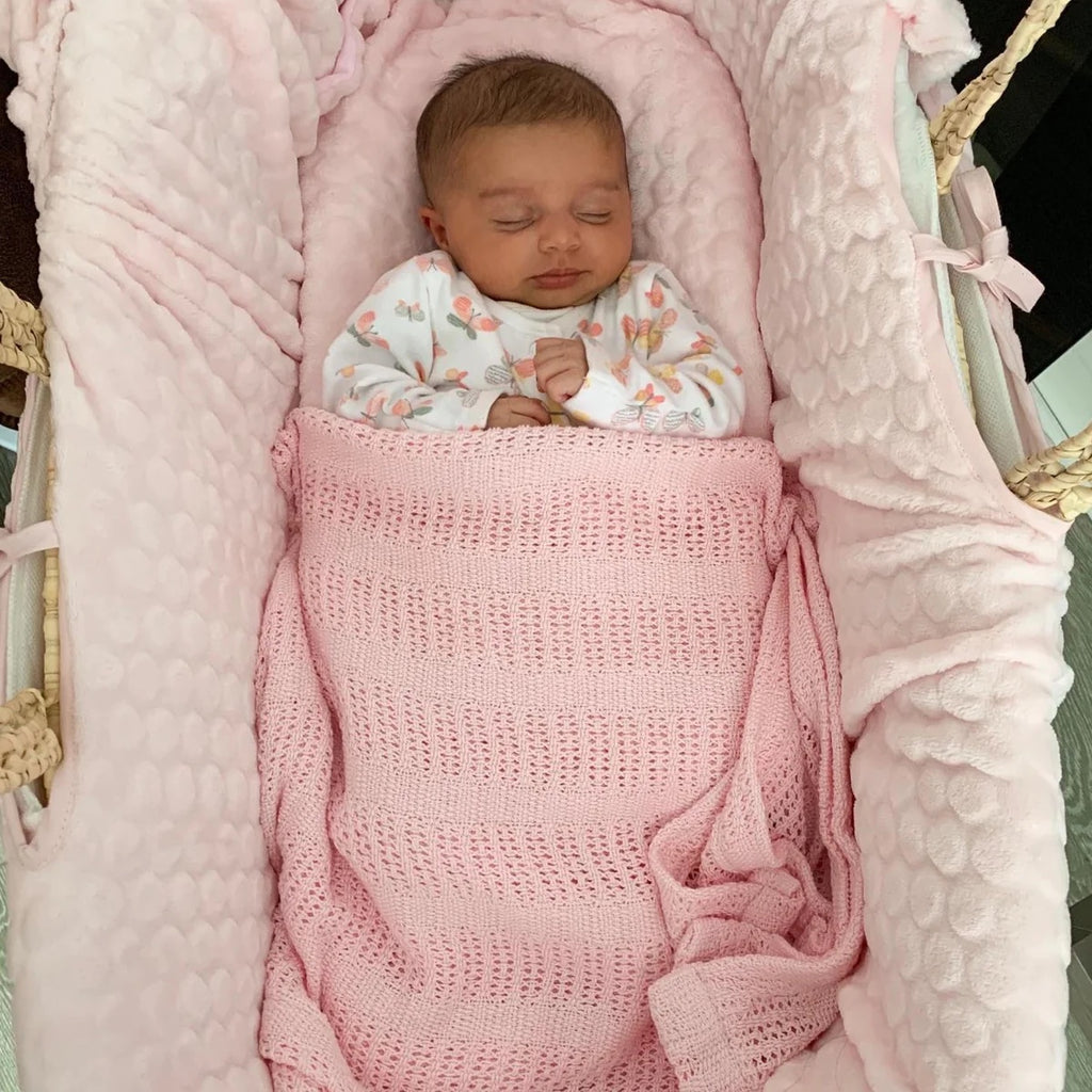 Clair de Lune Soft Cotton Cellular Pram Blanket -  Pink