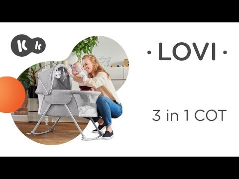 Kinderkraft Lovi 3 in 1 Baby Crib Grey