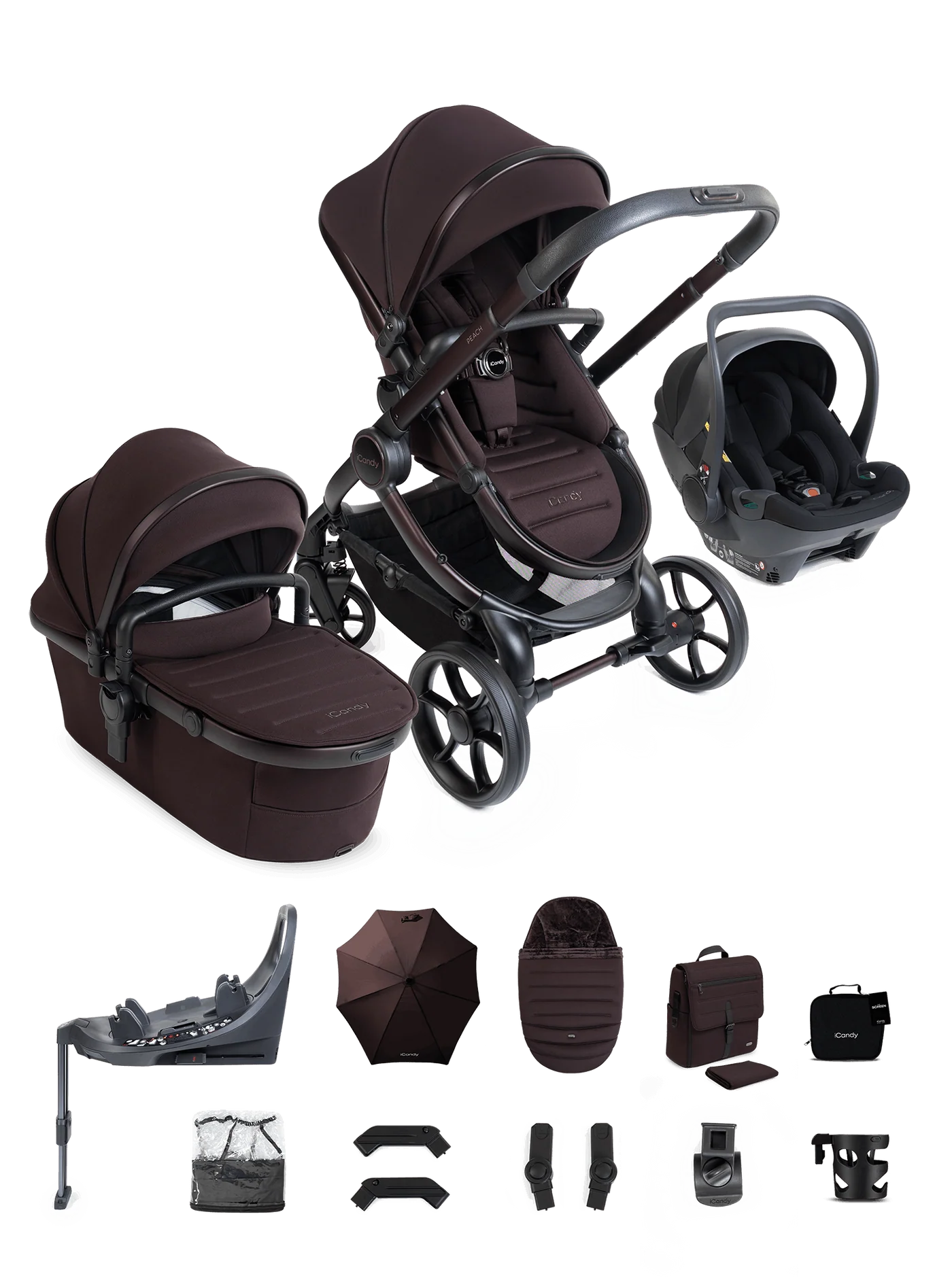 iCandy Peach 8 Editions Complete Bundle with Cocoon 360 Car Seat & Base