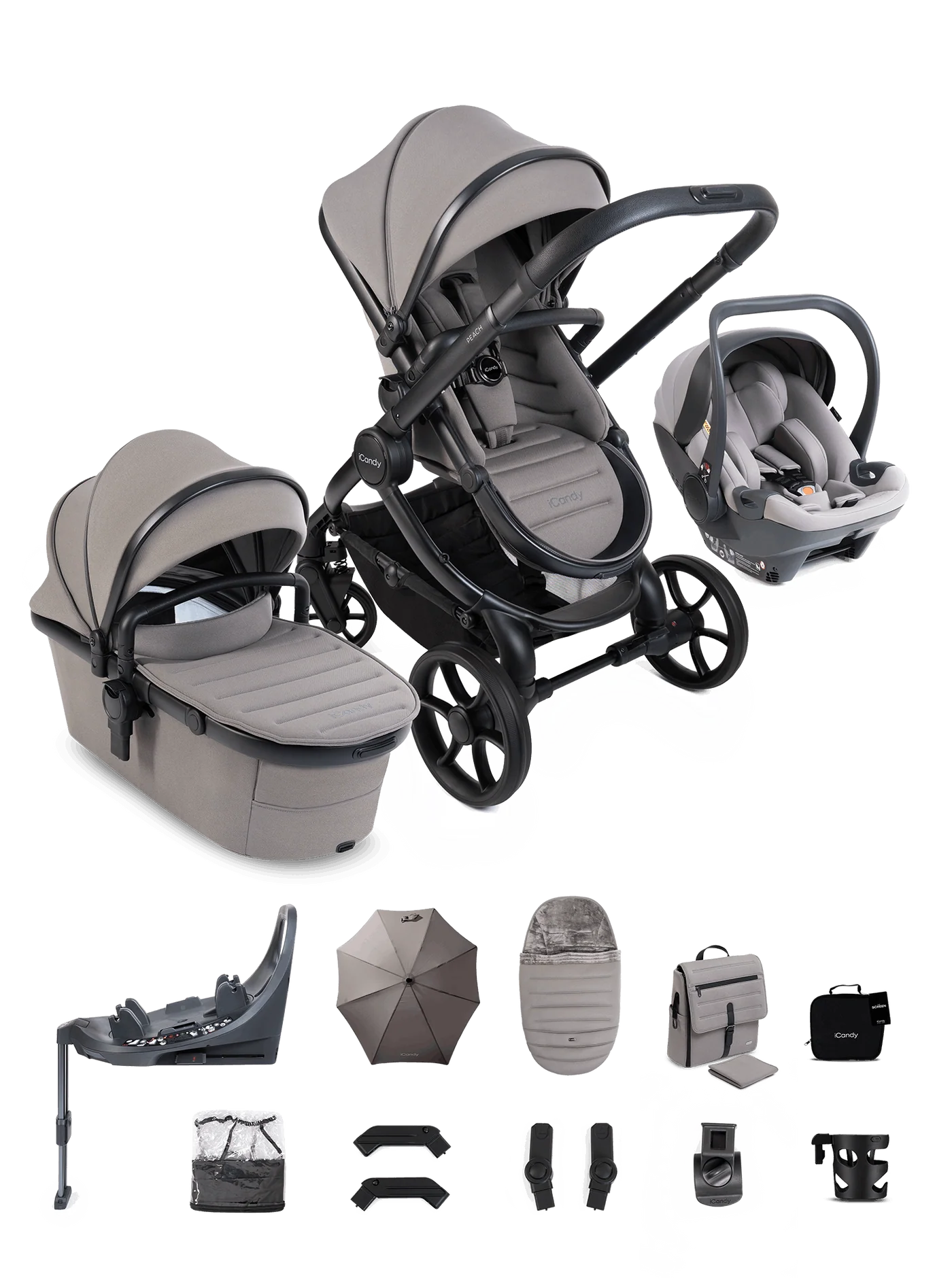 iCandy Peach 8 Complete Bundle with Cocoon 360 Car Seat & Base