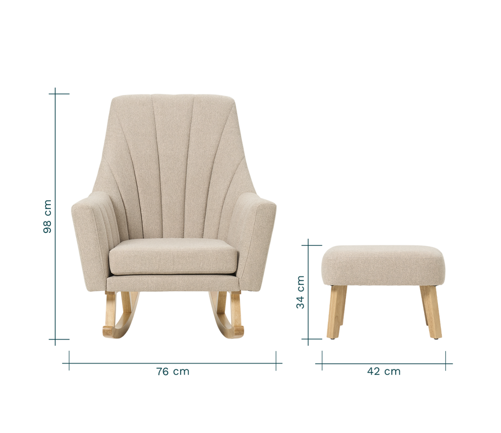 Tutti Bambini Jonah Rocking Chair & Footstool - Stone