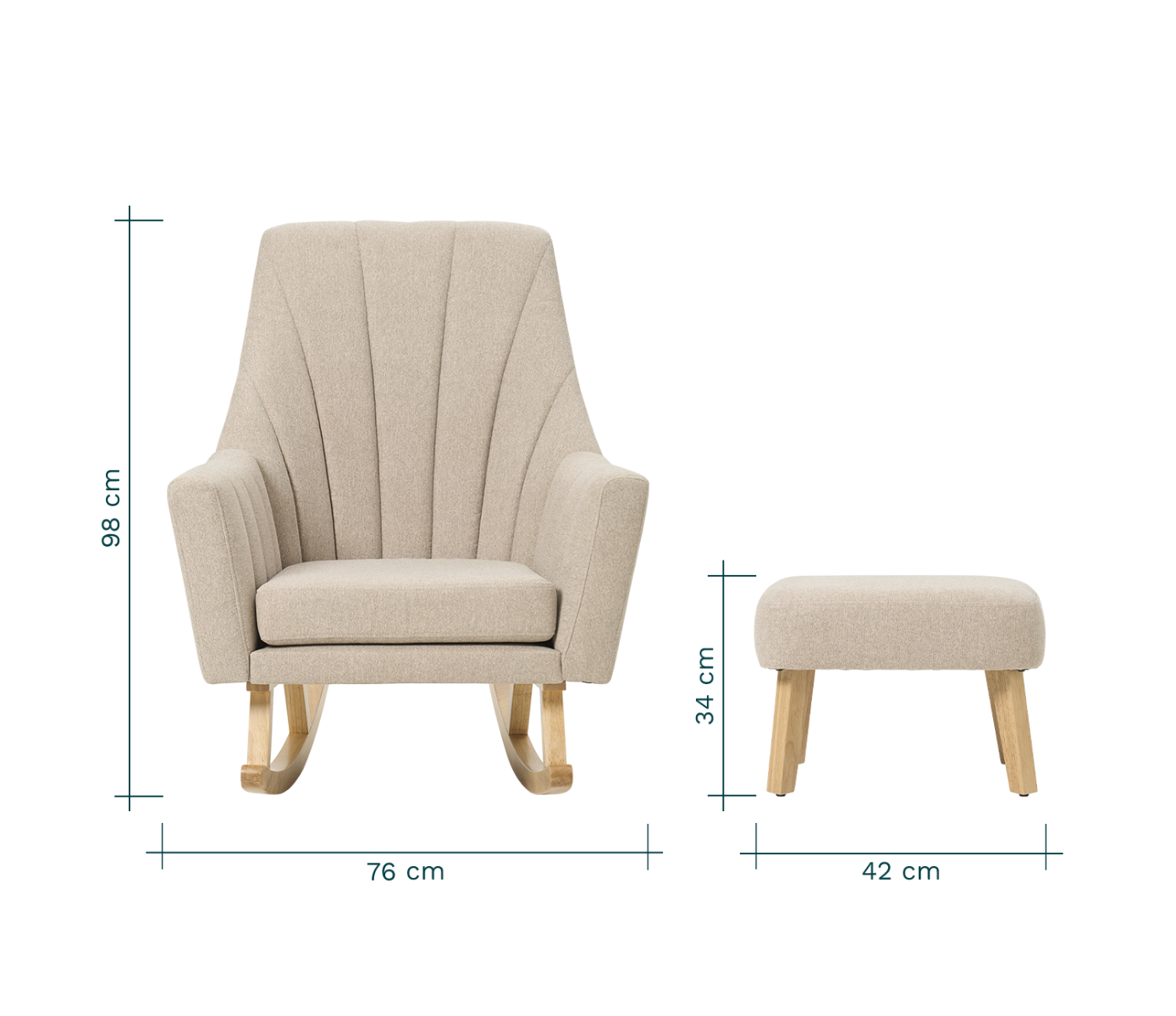 Tutti Bambini Jonah Rocking Chair & Footstool - Stone