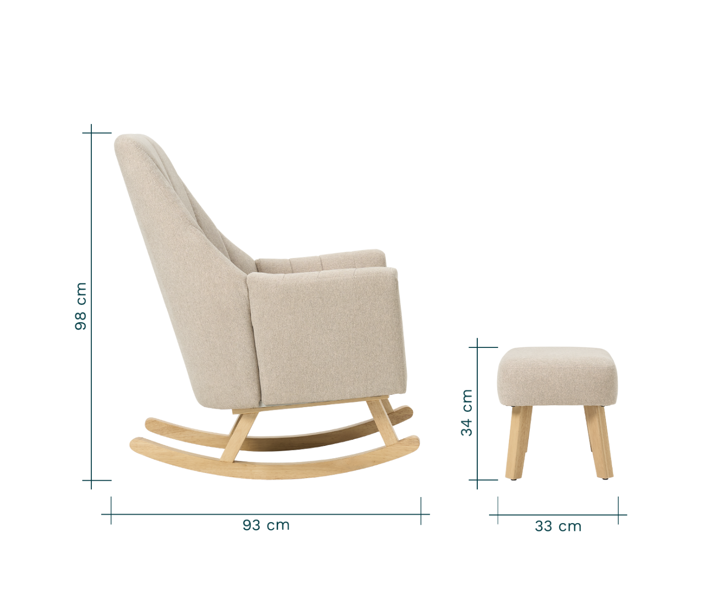 Tutti Bambini Jonah Rocking Chair & Footstool - Stone