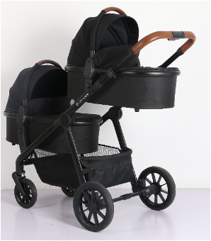 Ickle Bubba Virgo All-in-One Single to Double i-Size Travel System - Black / Black / Tan