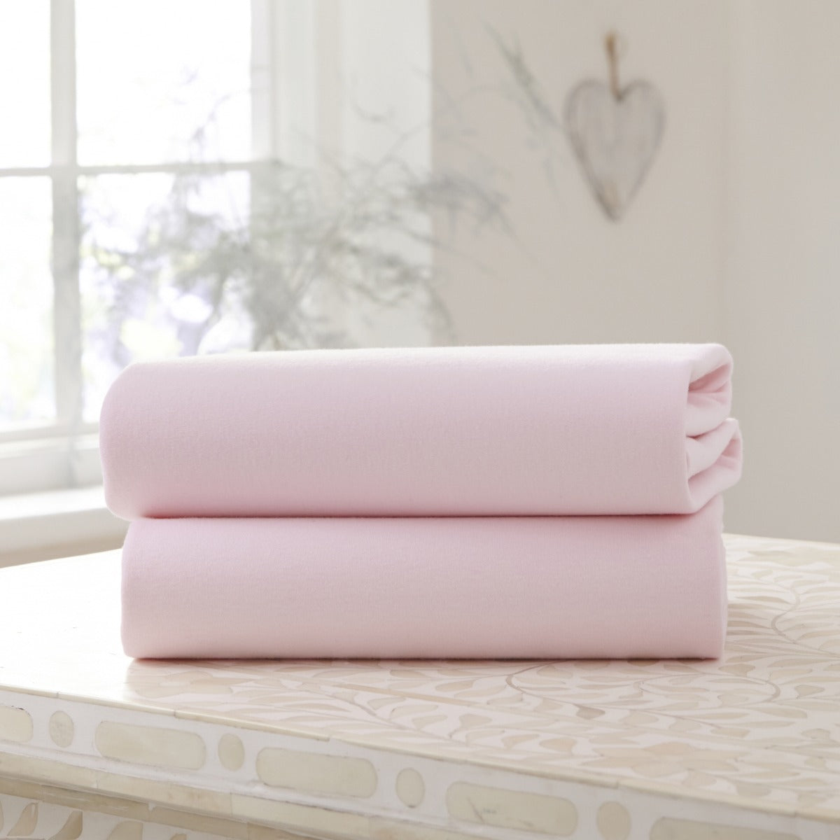 Clair de Lune 2 Pack Fitted Cotton Cot Bed Sheets - Pink