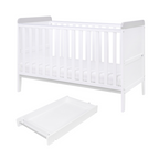 Tutti Bambini Rio Cot Bed with Mattress and Cot Top Changer - White & Dove Grey