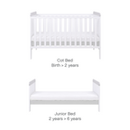 Tutti Bambini Rio Cot Bed with Mattress and Cot Top Changer - White & Dove Grey