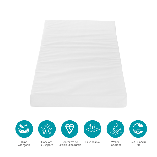 Tutti Bambini Rio Cot Bed with Mattress and Cot Top Changer - White & Dove Grey