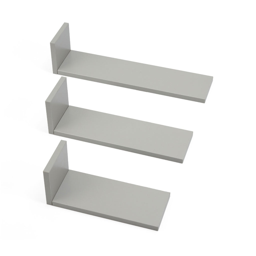 Tutti Bambini Rio Set of Three L-Shaped Wall Shelves - Dove Grey