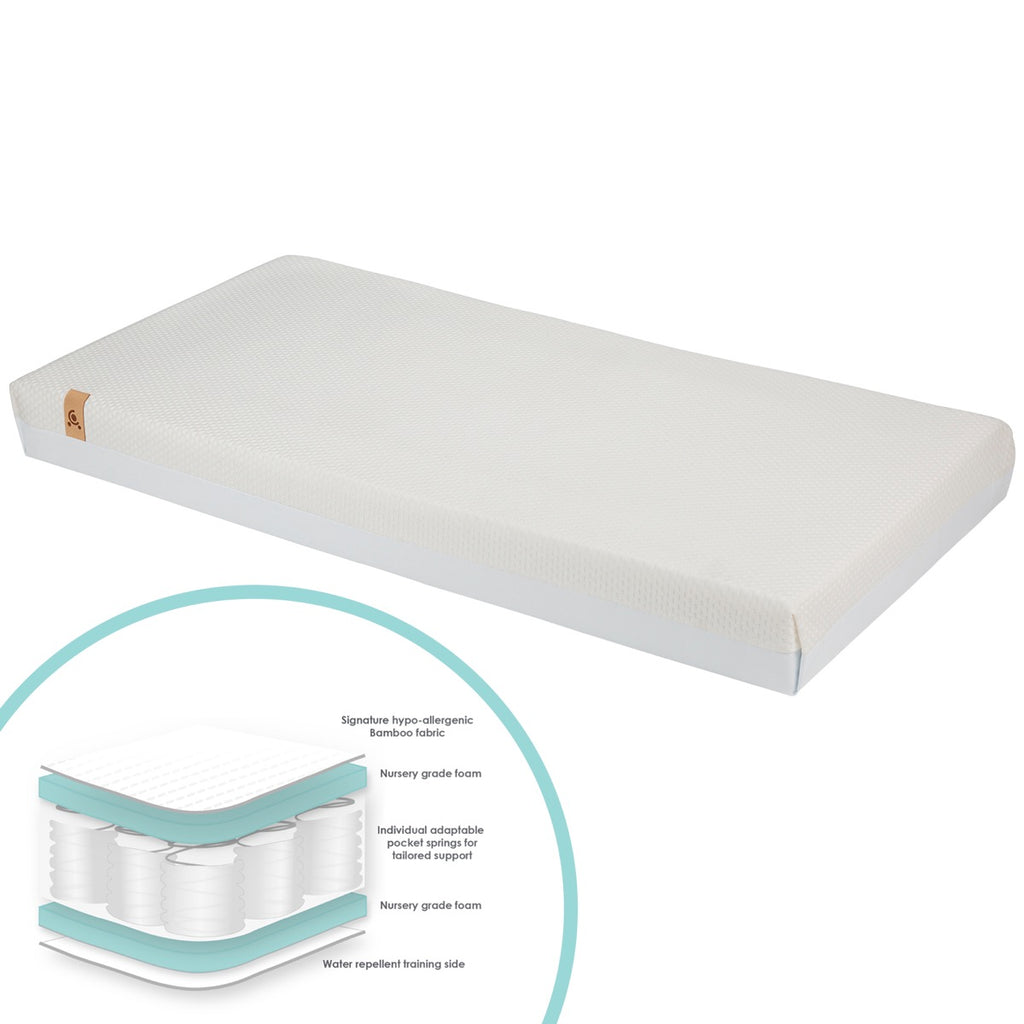 CuddleCo Signature Hypo Allergenic Bamboo Pocket Sprung Cot Mattress 120 x 60cm
