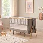 Tutti Bambini Cozee XL Bedside Crib and Cot - Oak and Charcoal