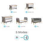 Tutti Bambini Cozee XL Bedside Crib and Cot - Oak and Charcoal