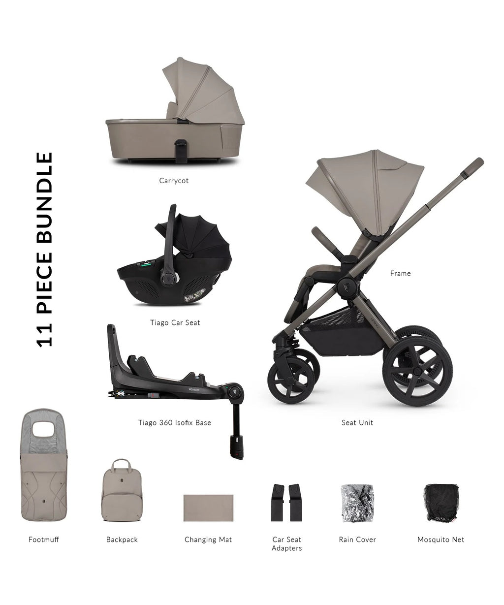 Venicci Upline 2 - 3in1 + 360 Base Complete Travel System - Taupe