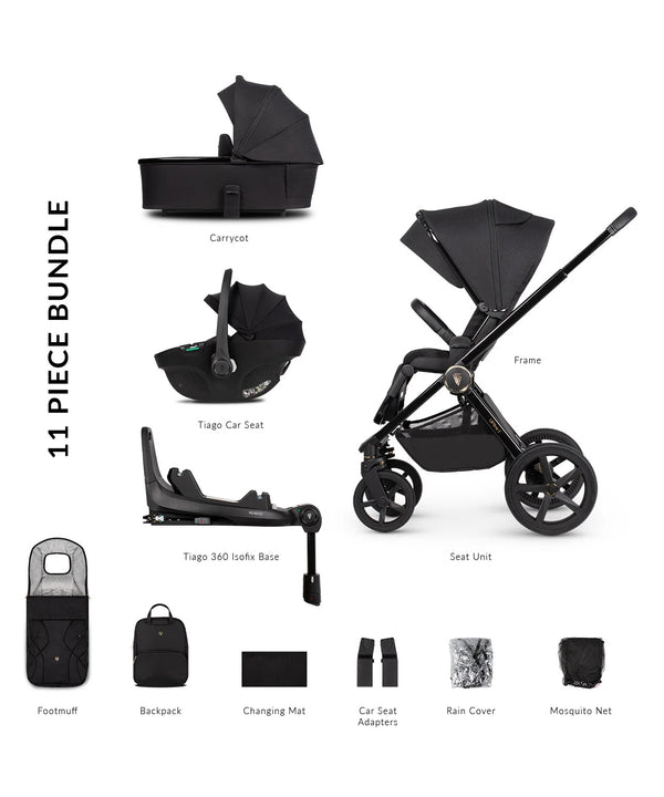 Venicci Upline 2 - 3in1 + 360 Base Complete Travel System - All Black