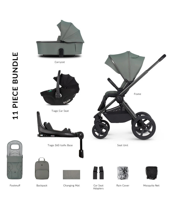 Venicci Upline 2 - 3in1 + 360 Base Complete Travel System - Aloe