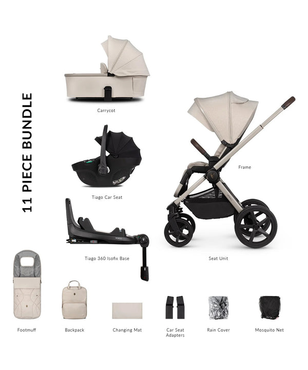 Venicci Upline 2 - 3in1 + 360 Base Complete Travel System - Stone Beige