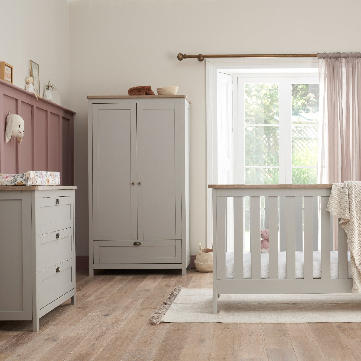 Tutti Bambini Verona 3 Piece Room Set - Dove Grey & Oak