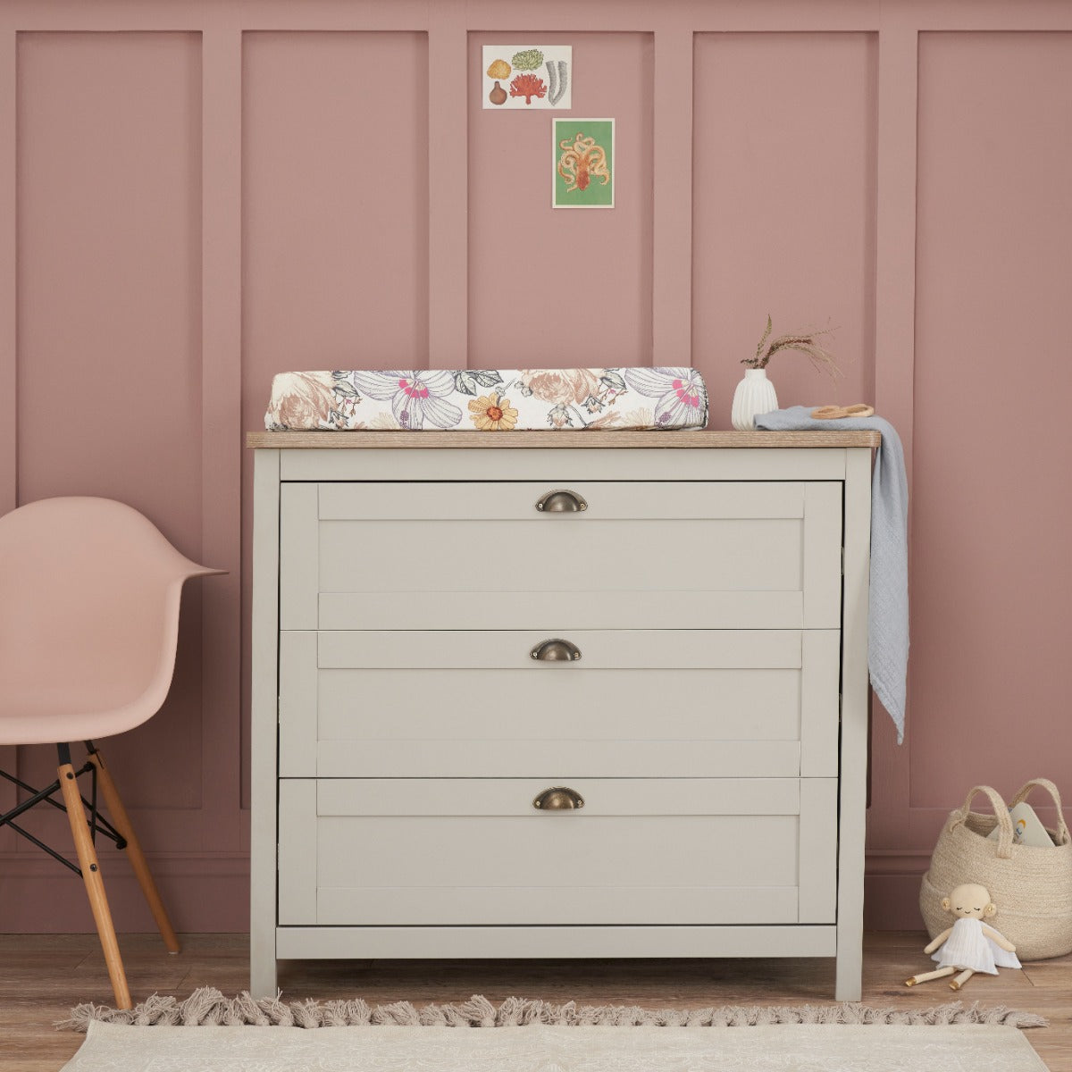 Tutti Bambini Verona Chest Changer - Dove Grey & Oak