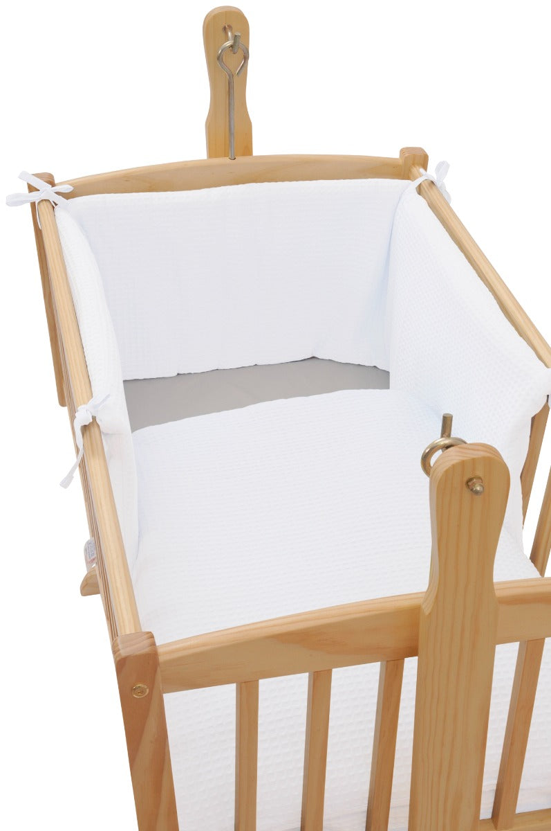 Clair de Lune Waffle Crib/Cradle Quilt & Bumper Bedding Set - White