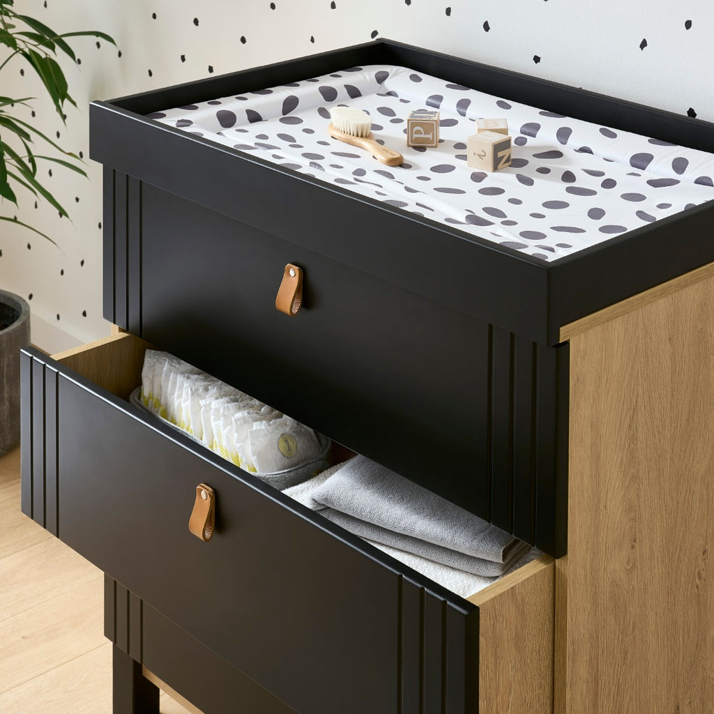 CuddleCo Rafi Dresser Changer - Oak and Black